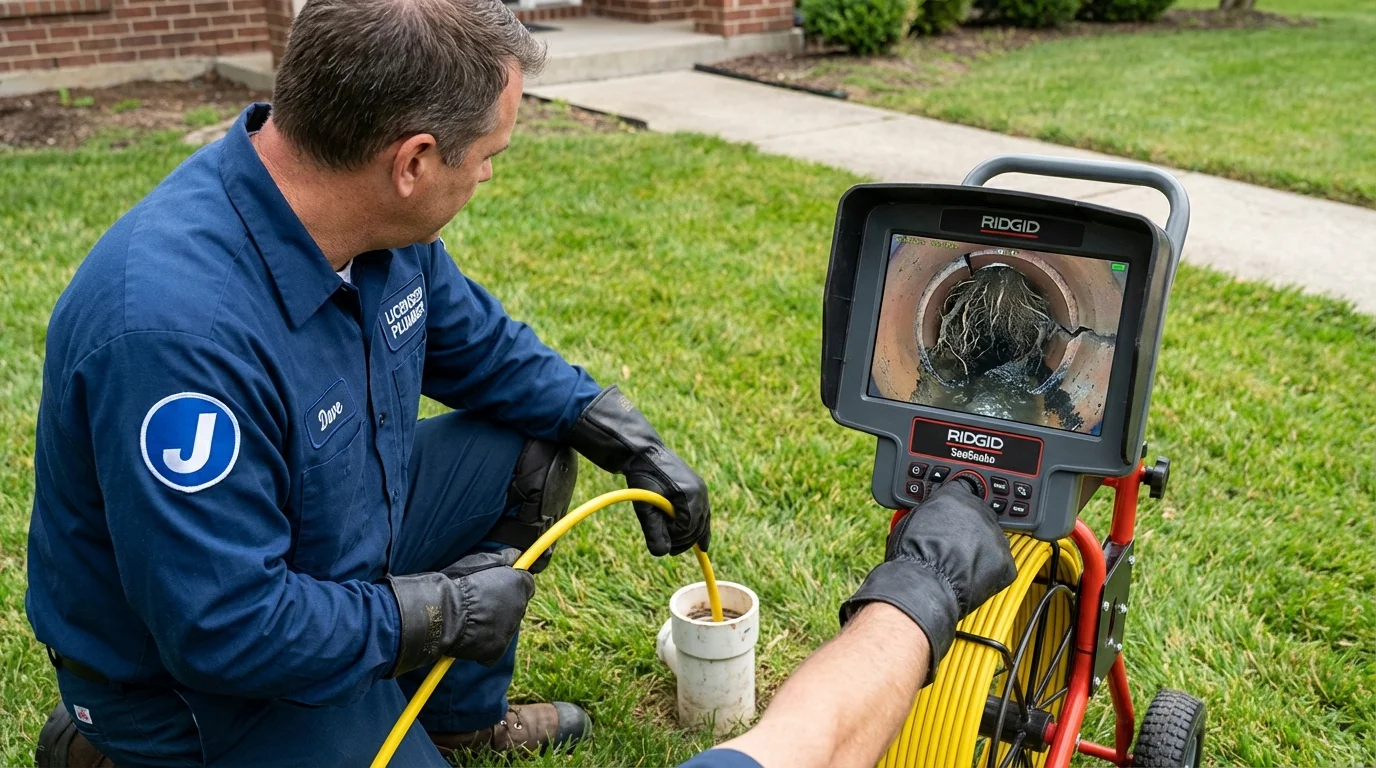 Sewer camera inspection being performed by Johns Plumbing LLC in Centerville
