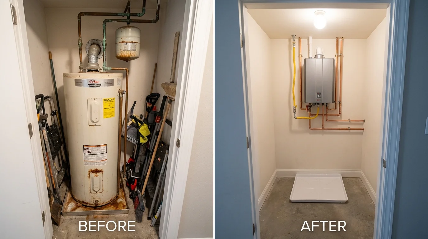 Tank water heater versus wall-mounted tankless unit comparison for Centerville, GA homeowners